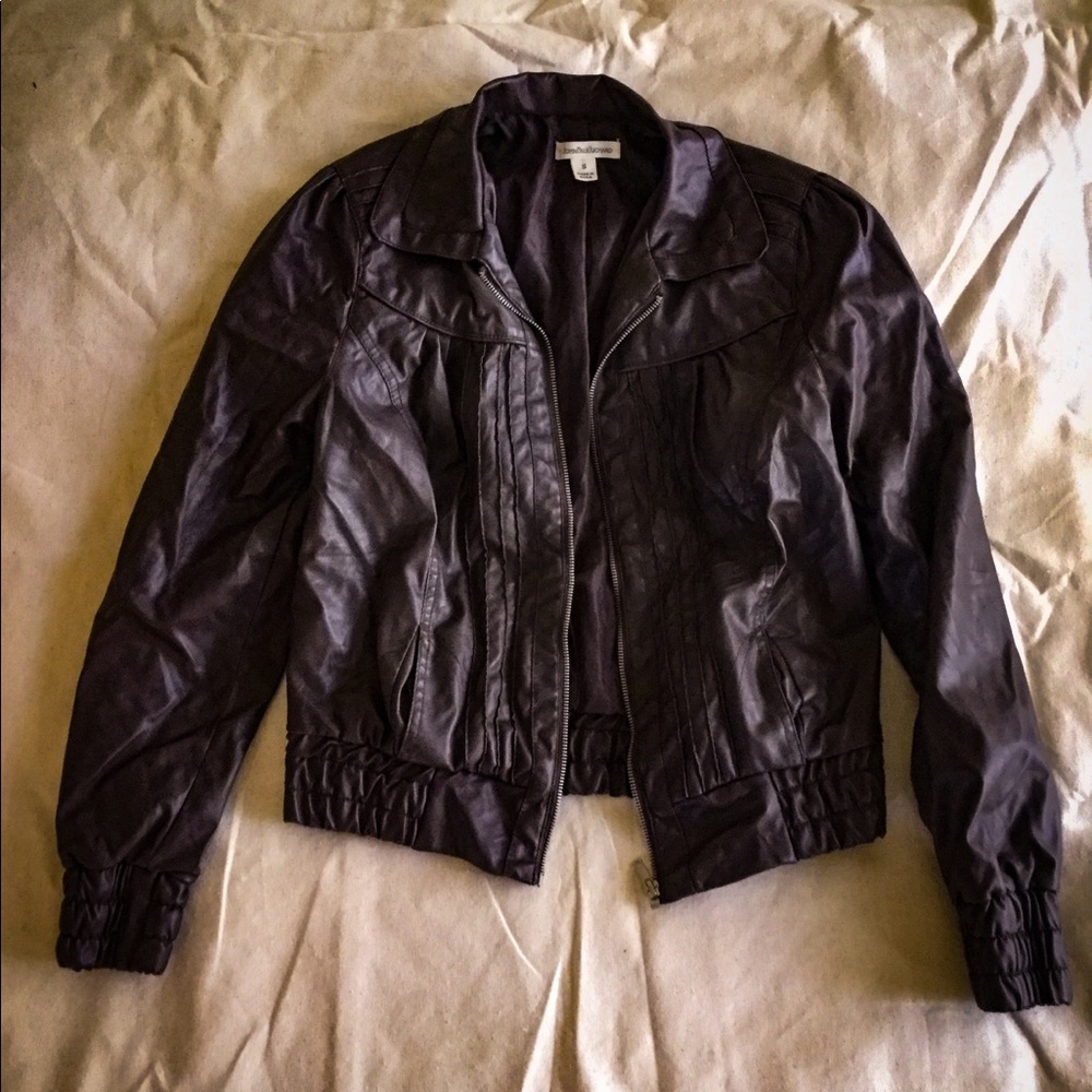 Leather bomber jacket